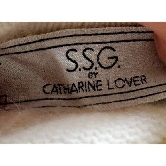 VTG SSG by Catharine Lover Ivory Lambswool Angora Sweater M Lace Beaded EUC - Picture 8 of 9